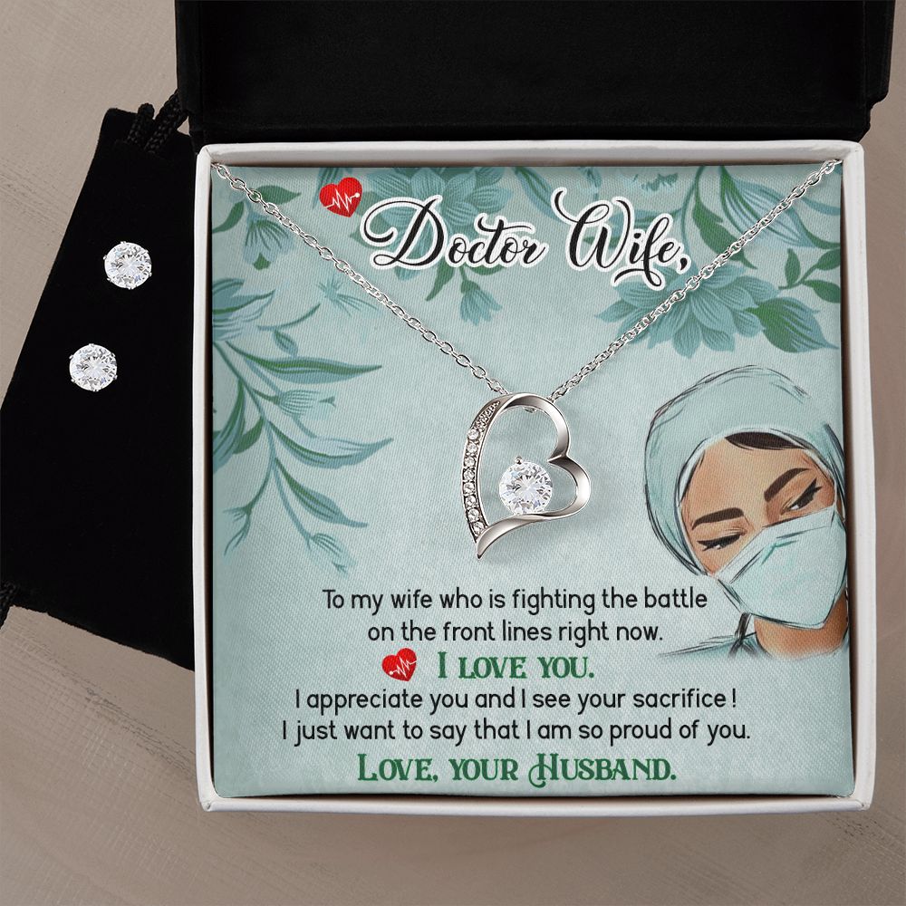 Doctor wife  Forever Love Necklace and Cubic Zirconia Earring Set