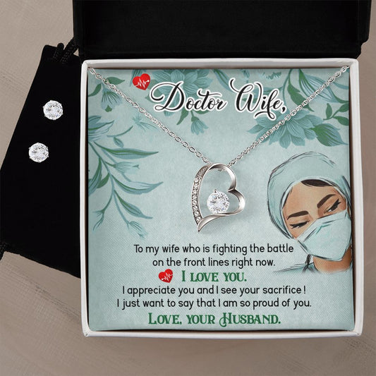 Doctor wife  Forever Love Necklace and Cubic Zirconia Earring Set