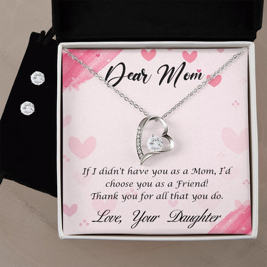 Dear Mom-Happy Mother’s Day! Forever Love Necklace and Cubic Zirconia Earring Set