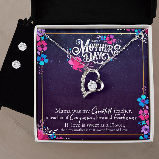 Mothers Day Forever Love Necklace and Cubic Zirconia Earring Set