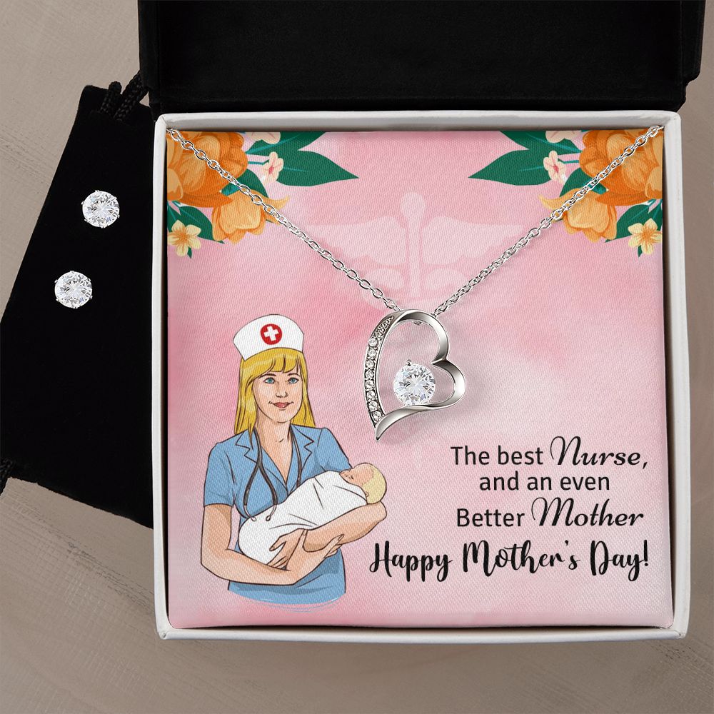 The best nurse and an even better mother - happy mother's day Forever Love Necklace and Cubic Zirconia Earring Set