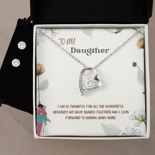 91 Forever Love Necklace and Cubic Zirconia Earring Set