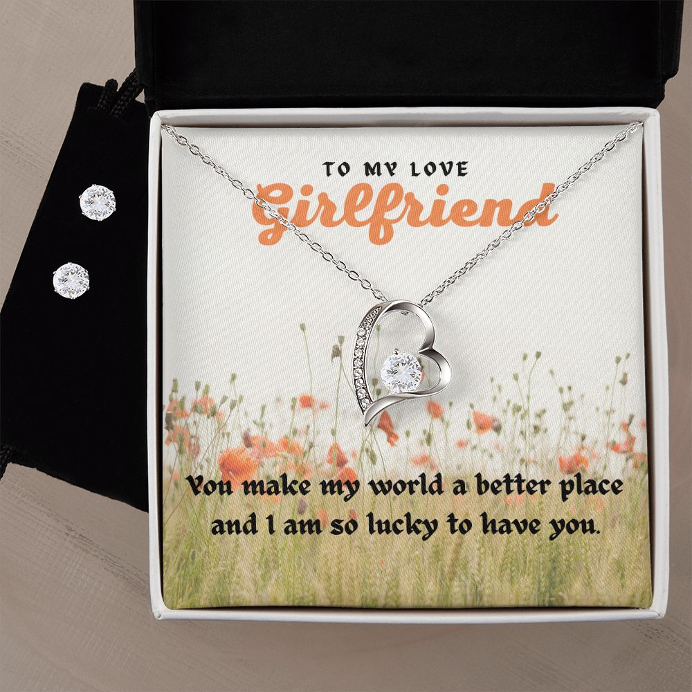 54 Forever Love Necklace and Cubic Zirconia Earring Set