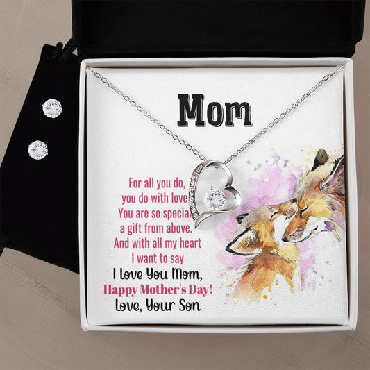 Mom you are so special 1 Forever Love Necklace and Cubic Zirconia Earring Set
