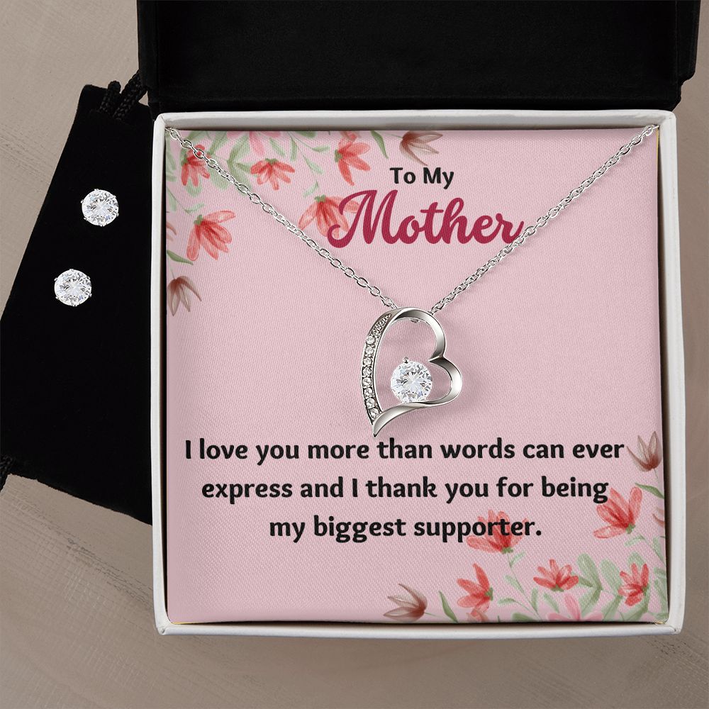 82 Forever Love Necklace and Cubic Zirconia Earring Set