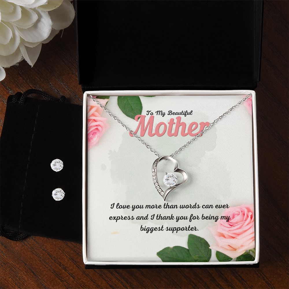 55 Forever Love Necklace and Cubic Zirconia Earring Set