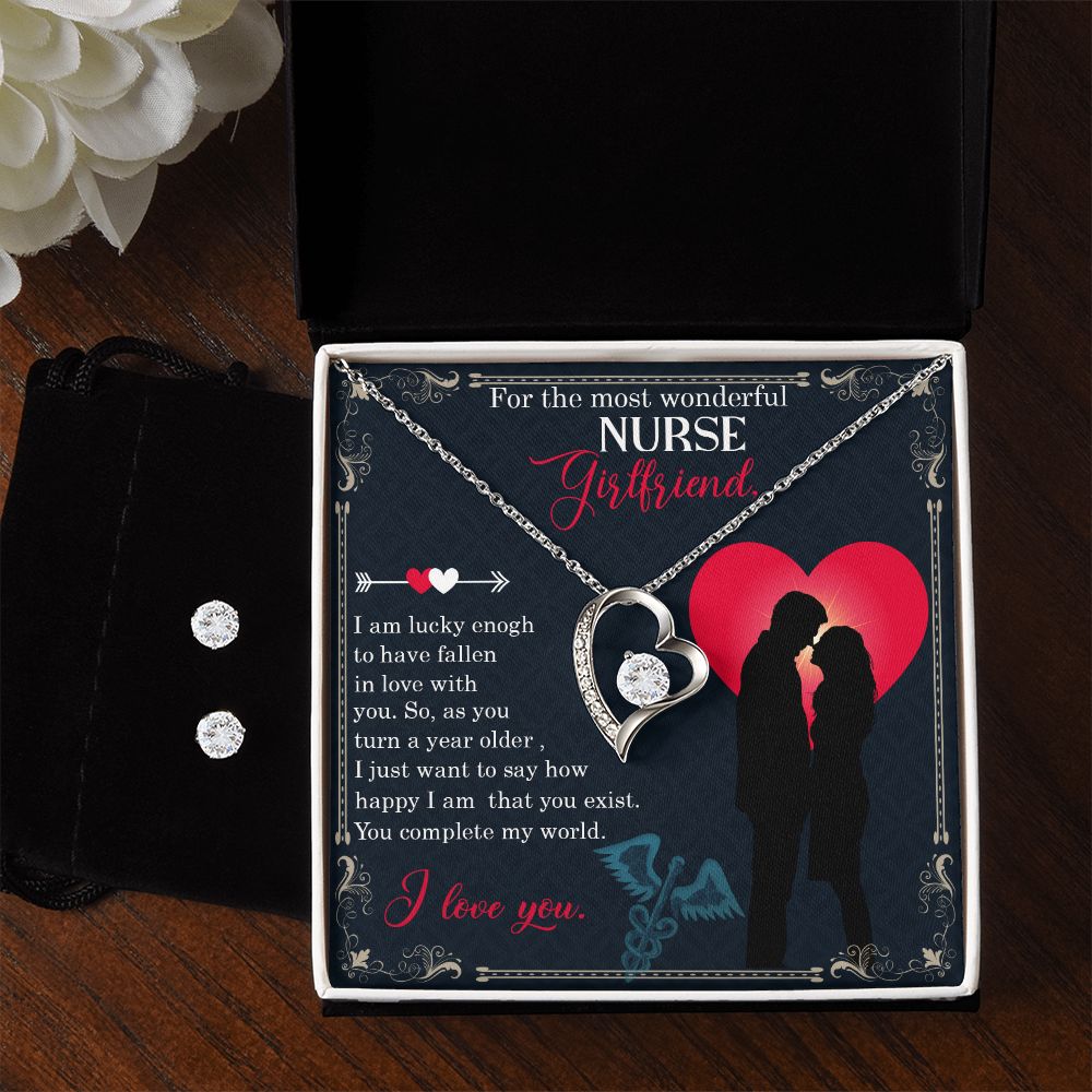 For the most wonderful nurse girlfriend Forever Love Necklace and Cubic Zirconia Earring Set