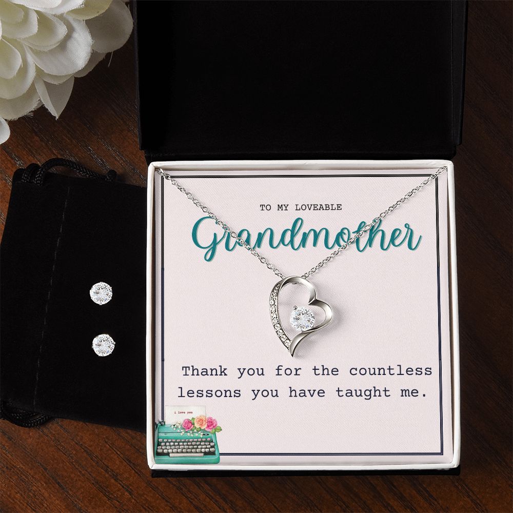 34 Forever Love Necklace and Cubic Zirconia Earring Set