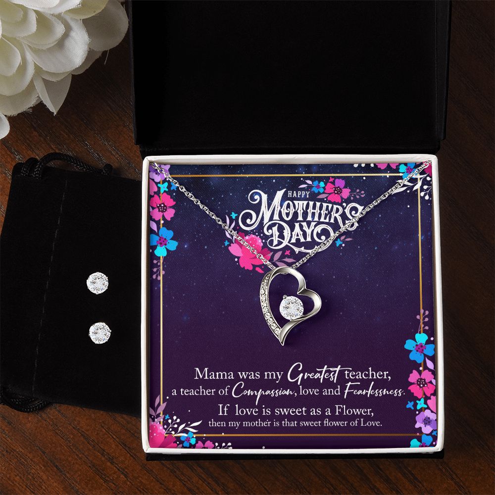 Mothers Day Forever Love Necklace and Cubic Zirconia Earring Set