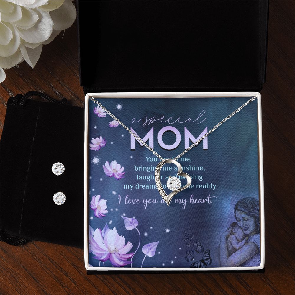 MA special Mother day - Forever Love Necklace and Cubic Zirconia Earring Set