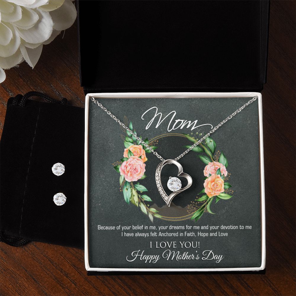 Mothers Day Forever Love Necklace and Cubic Zirconia Earring Set