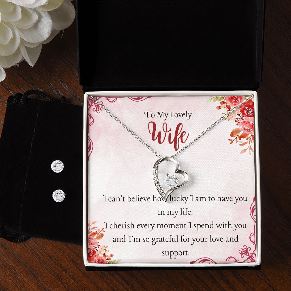 73 Forever Love Necklace and Cubic Zirconia Earring Set