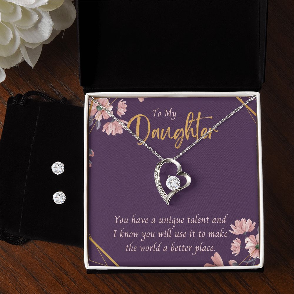 58 Forever Love Necklace and Cubic Zirconia Earring Set