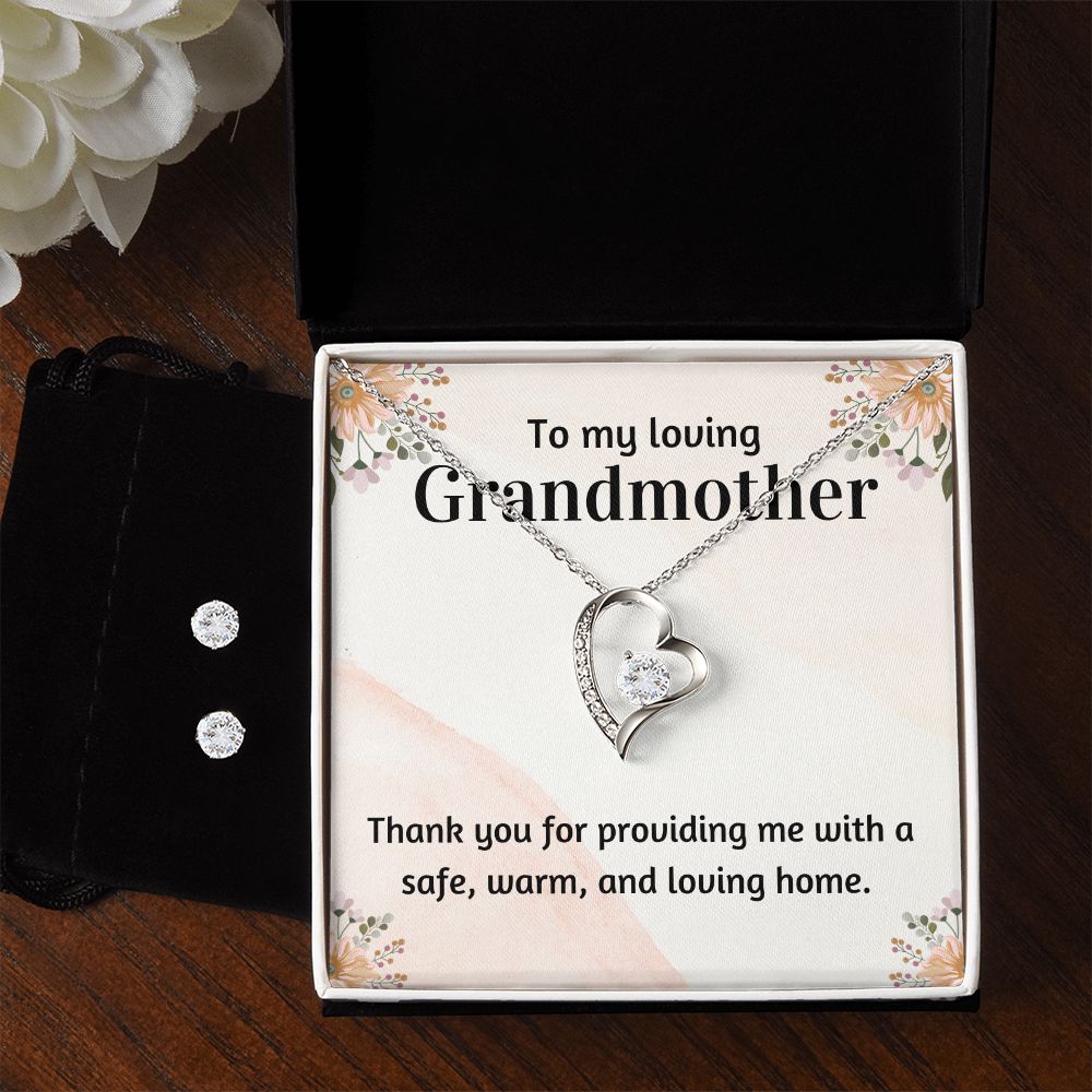 46 Forever Love Necklace and Cubic Zirconia Earring Set