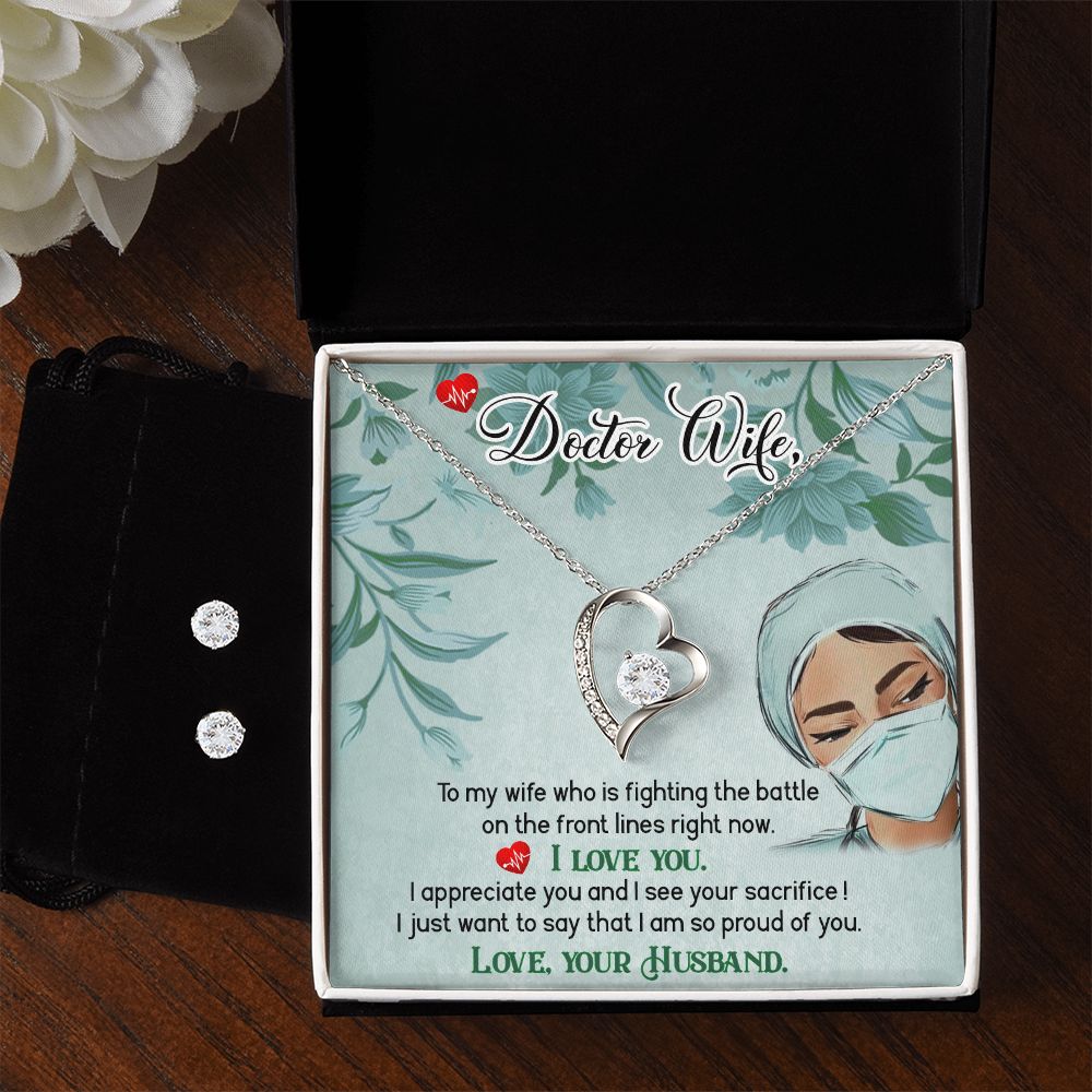 Doctor wife  Forever Love Necklace and Cubic Zirconia Earring Set