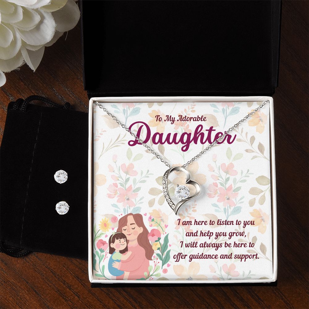 47 Forever Love Necklace and Cubic Zirconia Earring Set