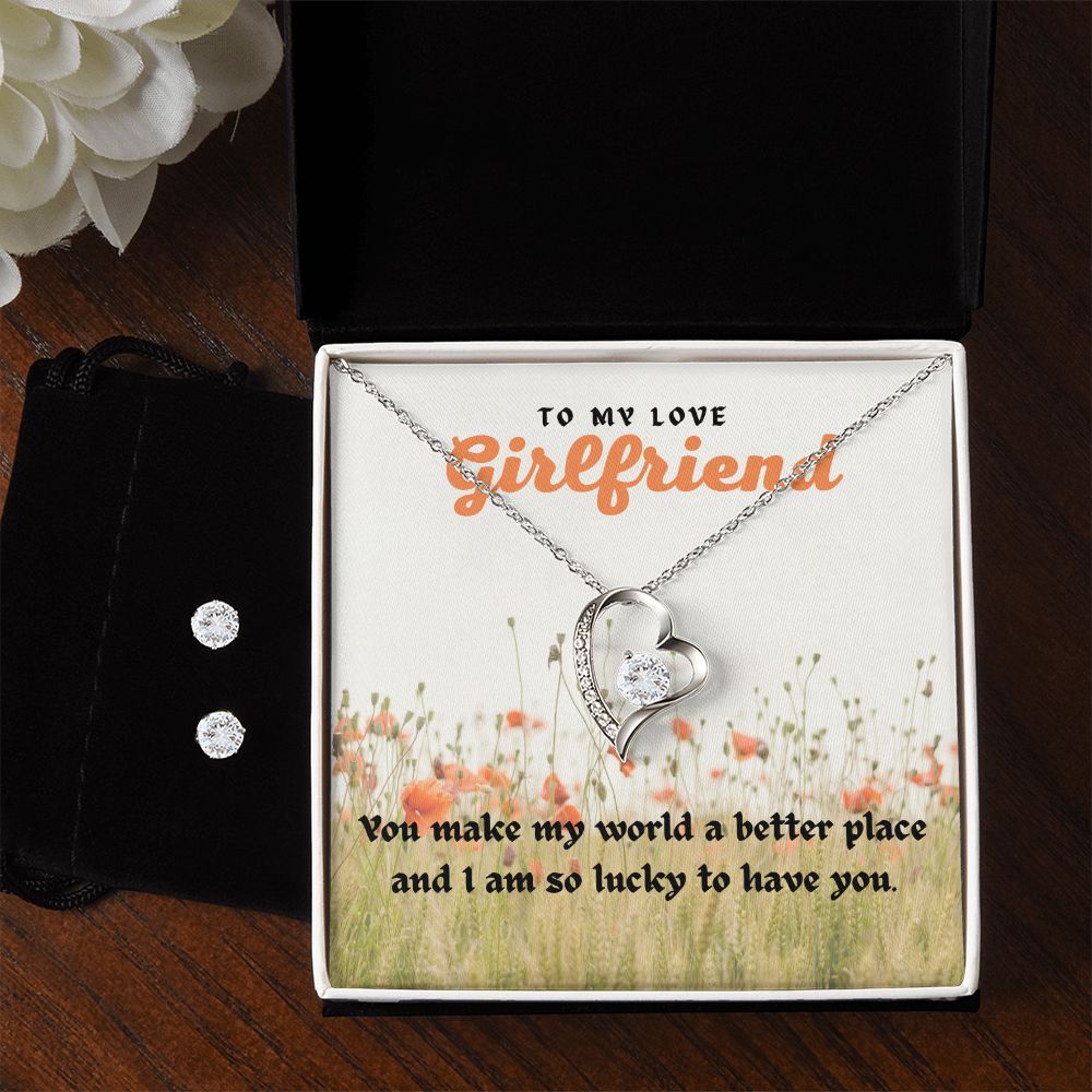 54 Forever Love Necklace and Cubic Zirconia Earring Set