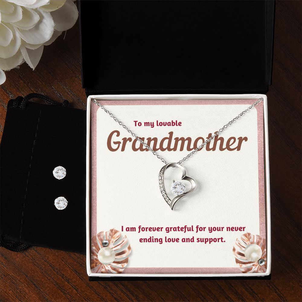 80 Forever Love Necklace and Cubic Zirconia Earring Set