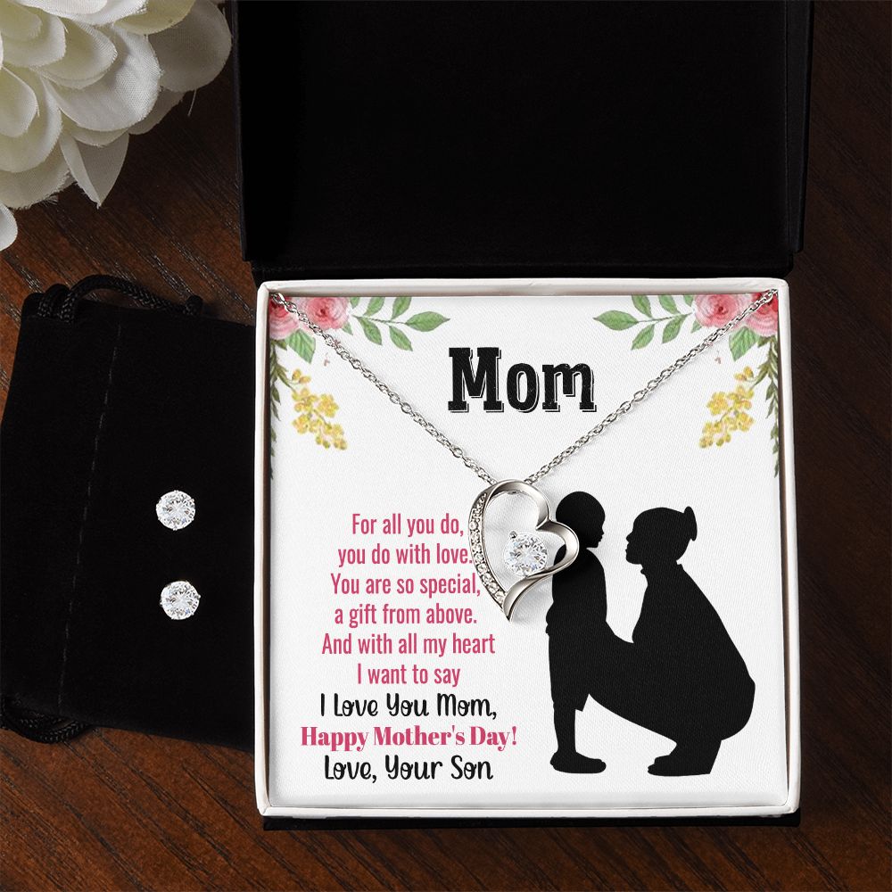 Mom you are so special Forever Love Necklace and Cubic Zirconia Earring Set