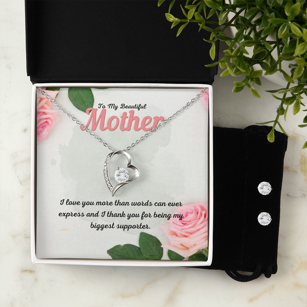 55 Forever Love Necklace and Cubic Zirconia Earring Set