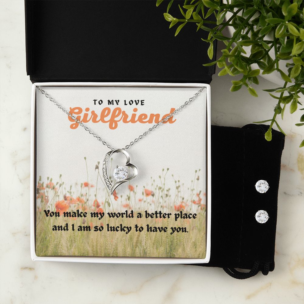 54 Forever Love Necklace and Cubic Zirconia Earring Set