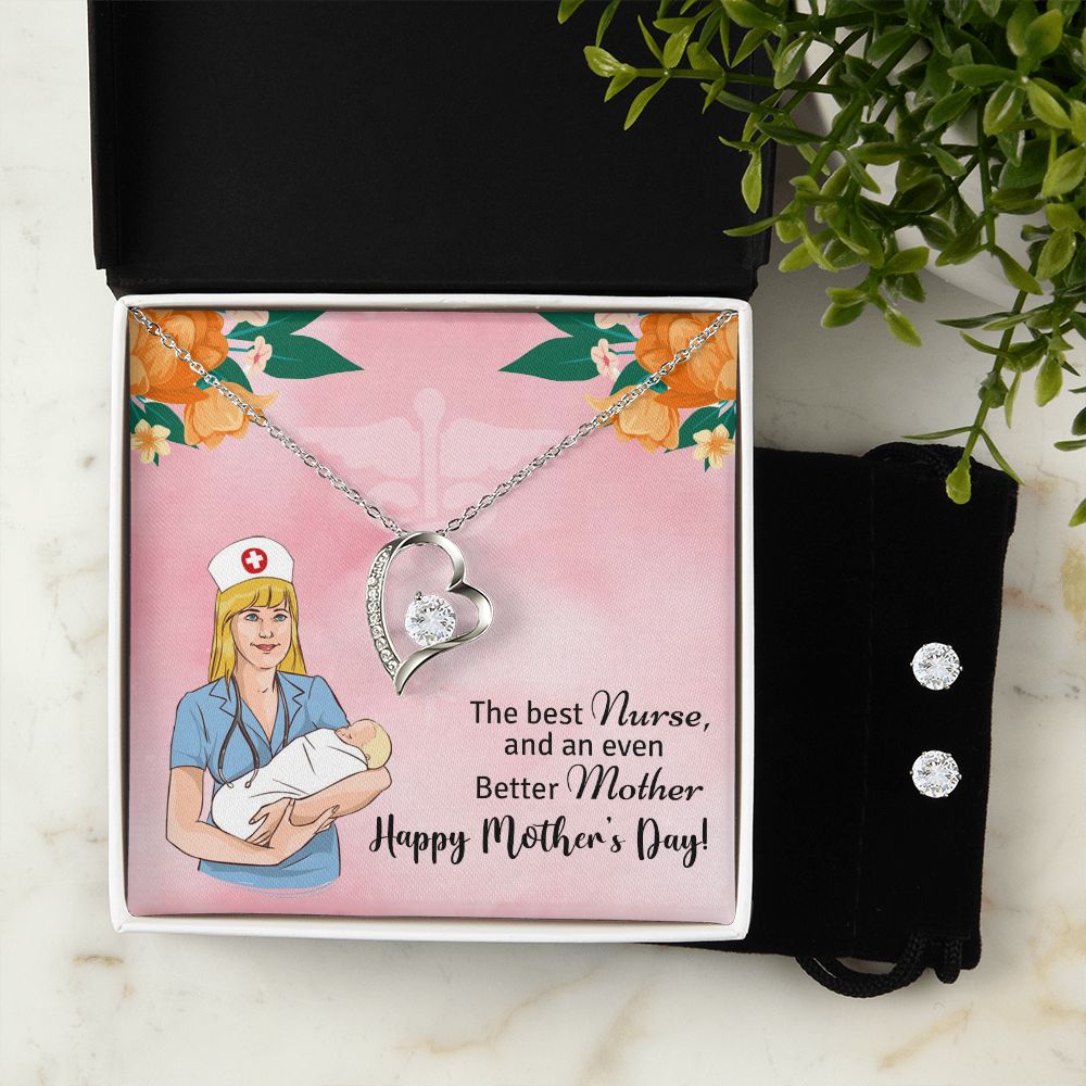 The best nurse and an even better mother - happy mother's day Forever Love Necklace and Cubic Zirconia Earring Set