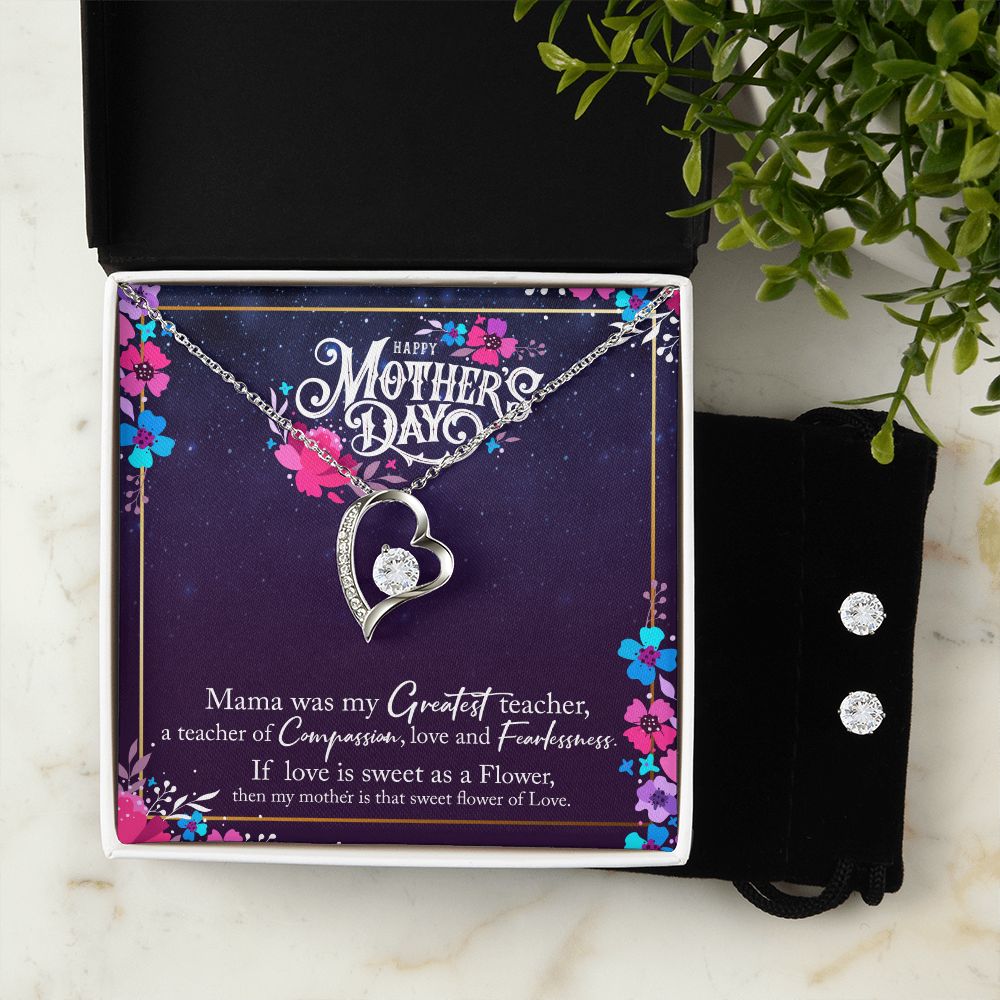 Mothers Day Forever Love Necklace and Cubic Zirconia Earring Set