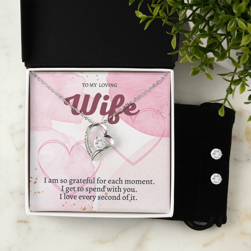 96 Forever Love Necklace and Cubic Zirconia Earring Set