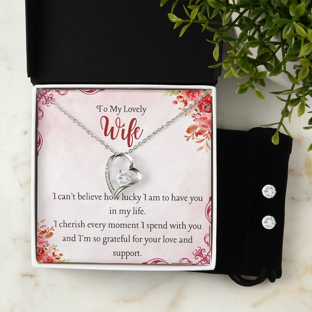 73 Forever Love Necklace and Cubic Zirconia Earring Set