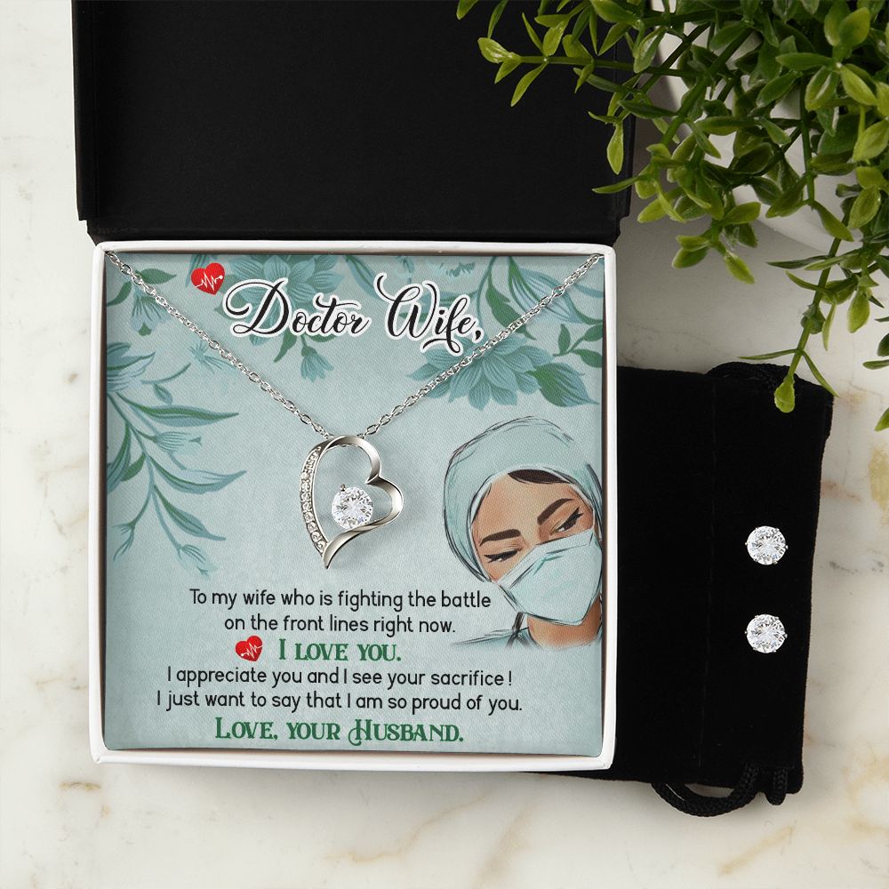 Doctor wife  Forever Love Necklace and Cubic Zirconia Earring Set