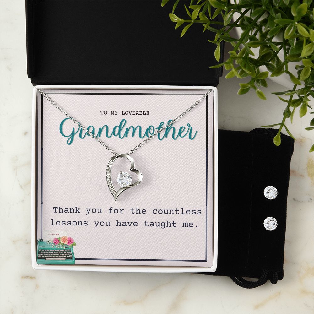 34 Forever Love Necklace and Cubic Zirconia Earring Set