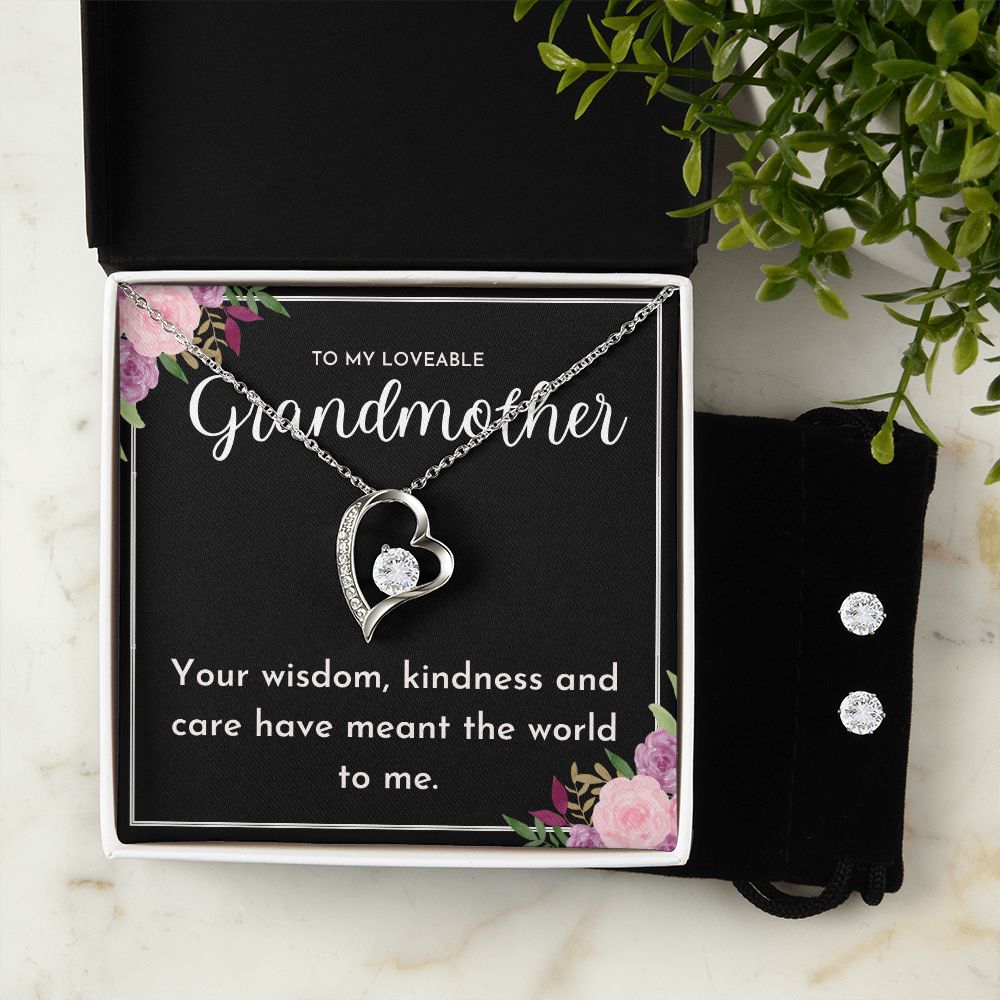 33 Forever Love Necklace and Cubic Zirconia Earring Set