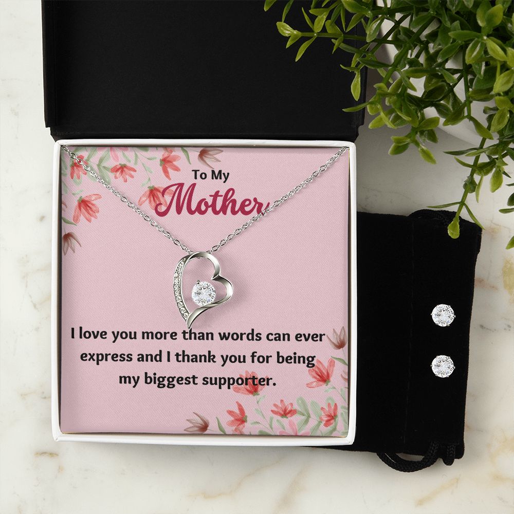 82 Forever Love Necklace and Cubic Zirconia Earring Set