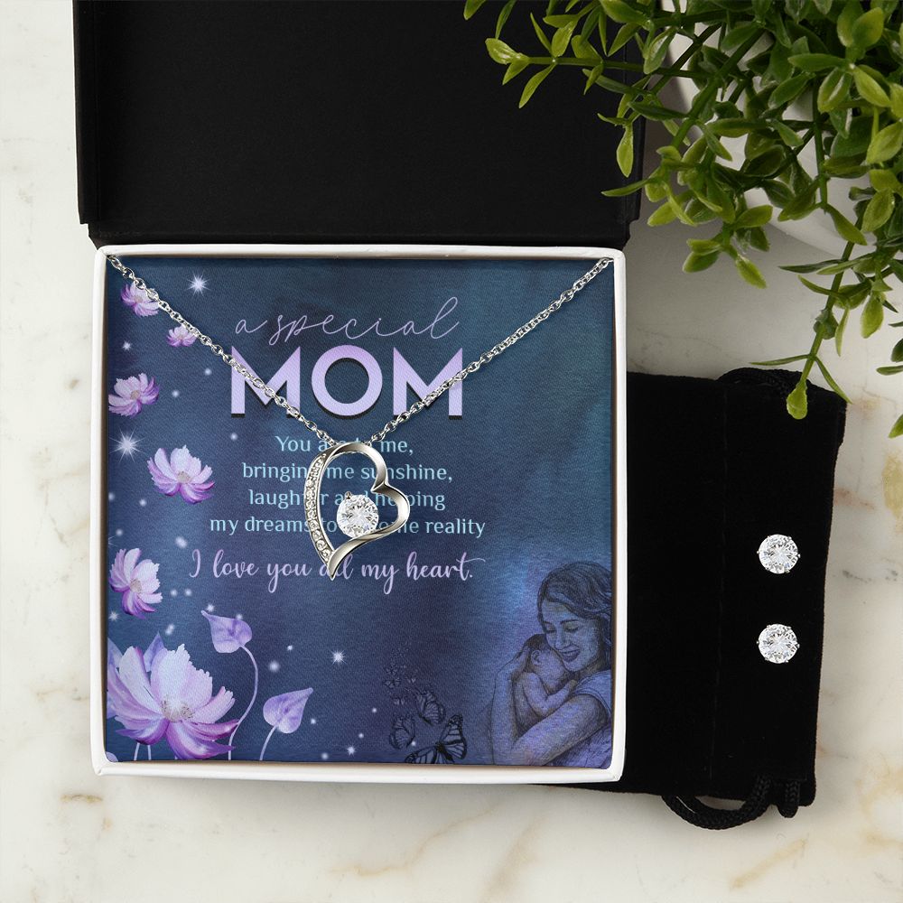 MA special Mother day - Forever Love Necklace and Cubic Zirconia Earring Set