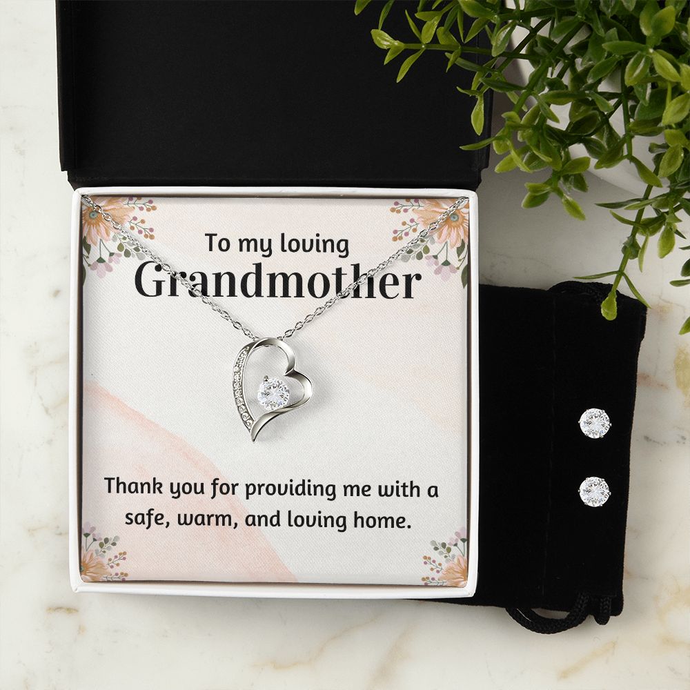 46 Forever Love Necklace and Cubic Zirconia Earring Set