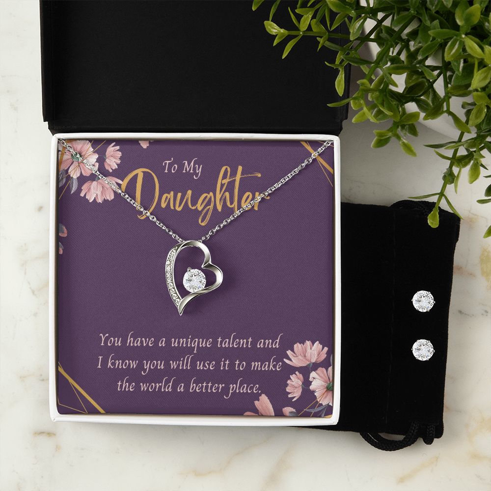 58 Forever Love Necklace and Cubic Zirconia Earring Set