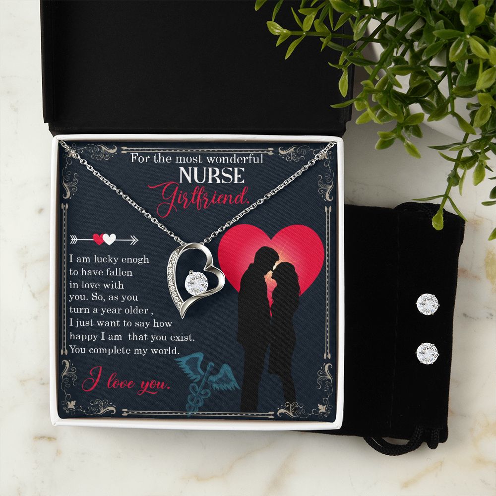 For the most wonderful nurse girlfriend Forever Love Necklace and Cubic Zirconia Earring Set