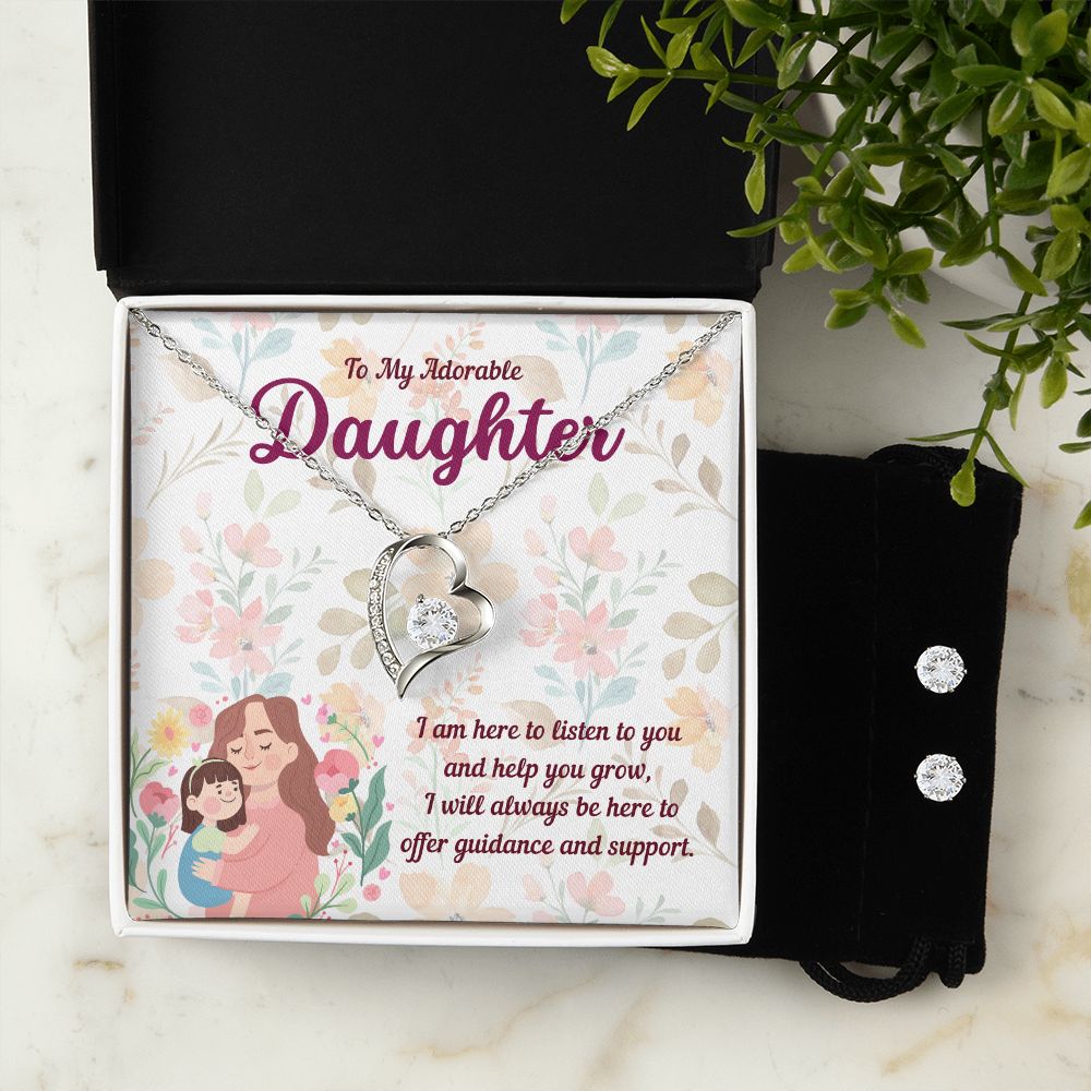 47 Forever Love Necklace and Cubic Zirconia Earring Set