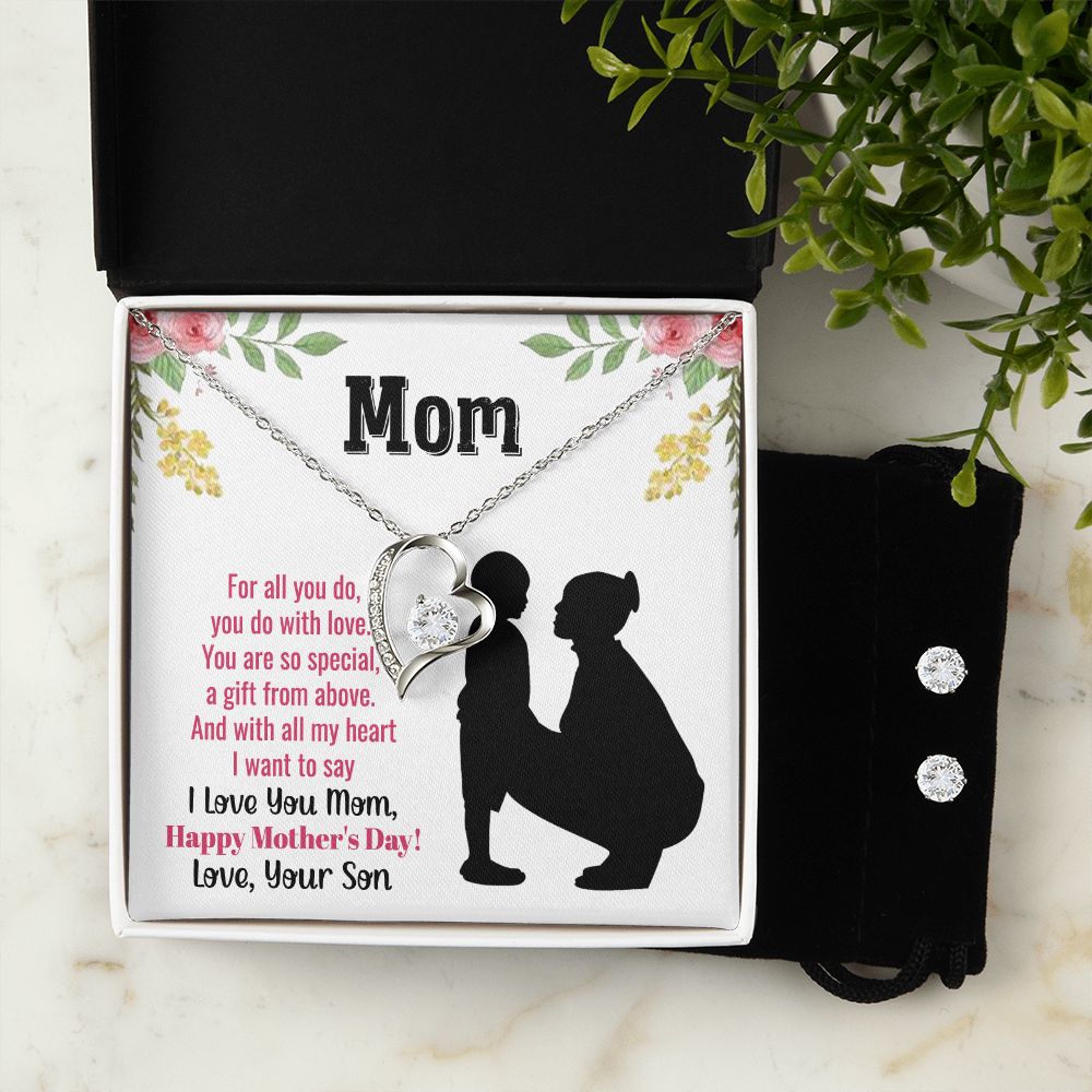Mom you are so special Forever Love Necklace and Cubic Zirconia Earring Set