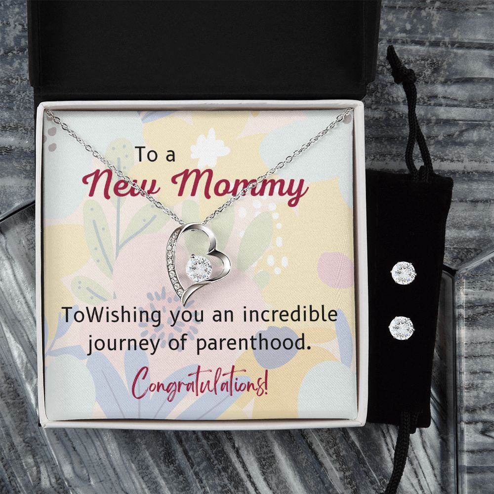 77 Forever Love Necklace and Cubic Zirconia Earring Set