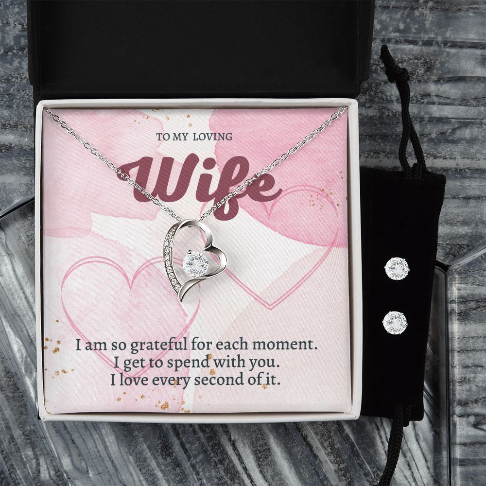 96 Forever Love Necklace and Cubic Zirconia Earring Set