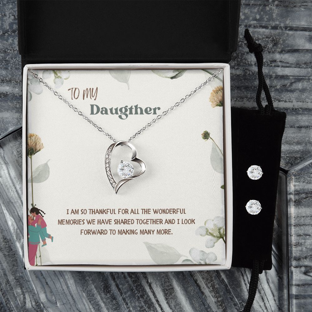 91 Forever Love Necklace and Cubic Zirconia Earring Set