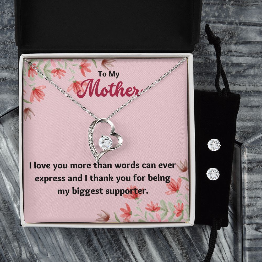 82 Forever Love Necklace and Cubic Zirconia Earring Set