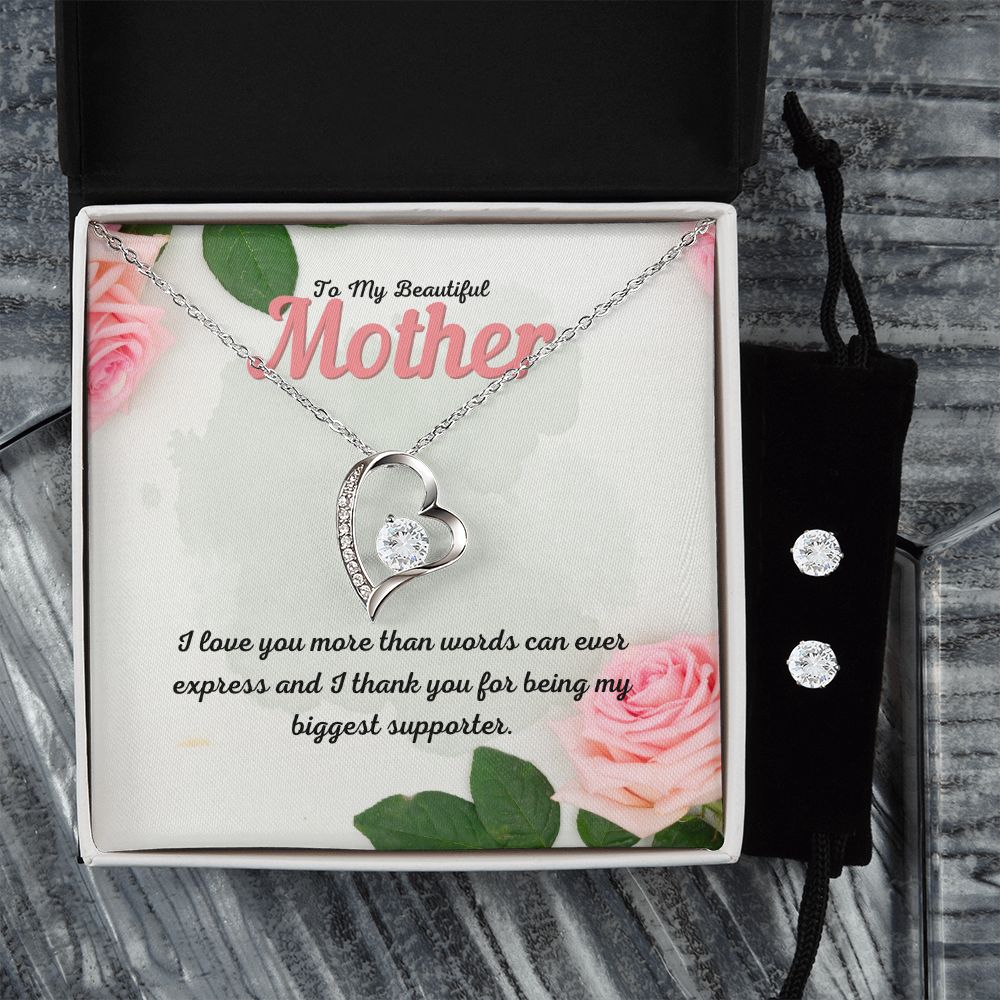 55 Forever Love Necklace and Cubic Zirconia Earring Set