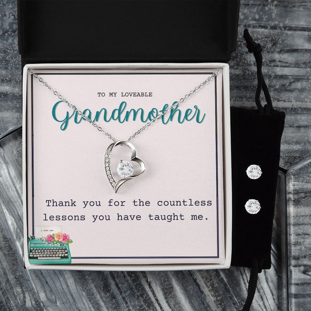 34 Forever Love Necklace and Cubic Zirconia Earring Set