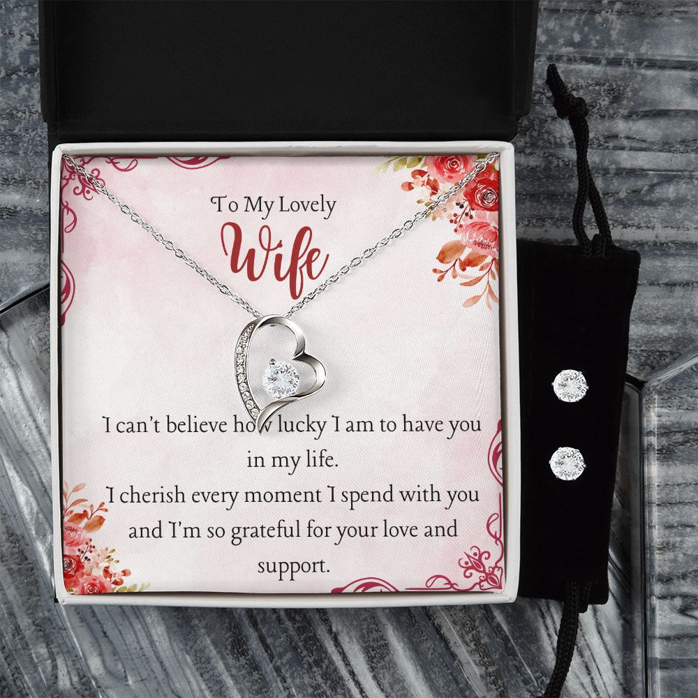 73 Forever Love Necklace and Cubic Zirconia Earring Set