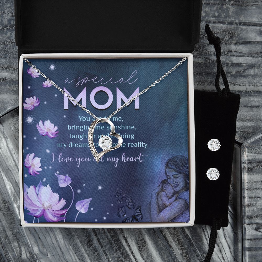 MA special Mother day - Forever Love Necklace and Cubic Zirconia Earring Set