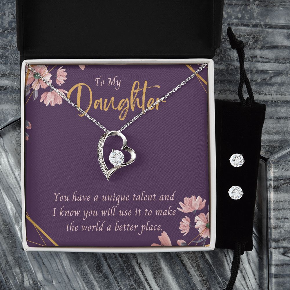 58 Forever Love Necklace and Cubic Zirconia Earring Set