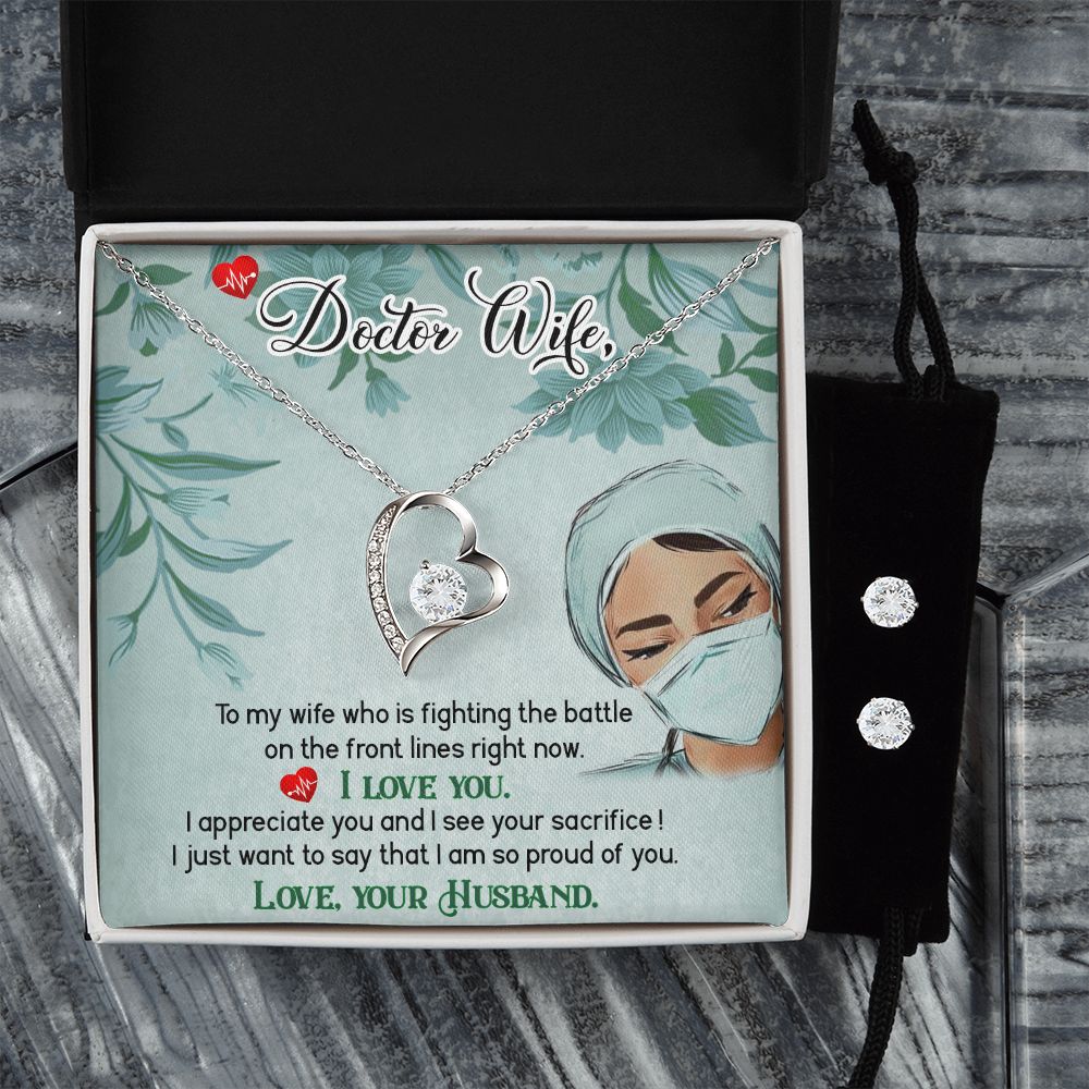 Doctor wife  Forever Love Necklace and Cubic Zirconia Earring Set
