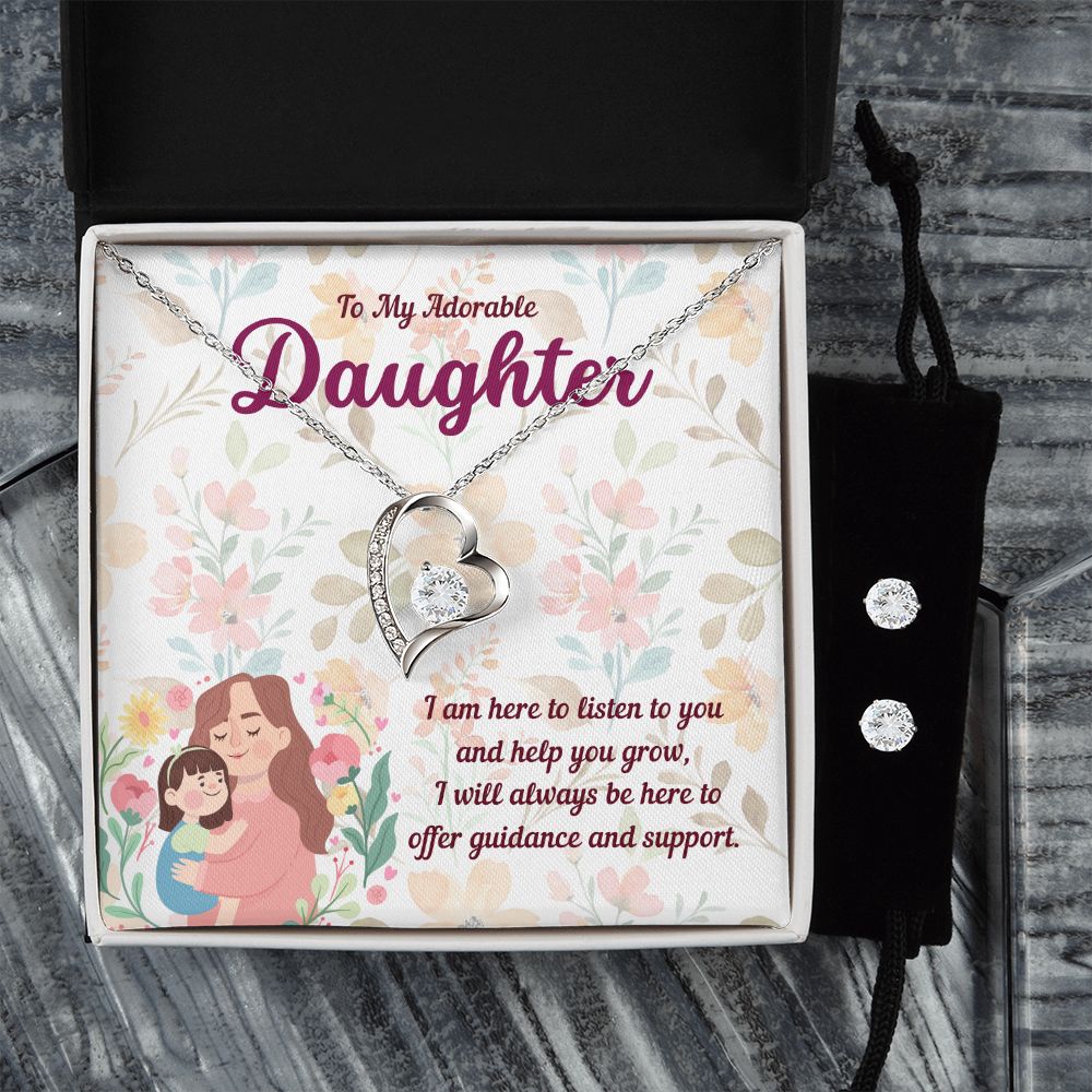 47 Forever Love Necklace and Cubic Zirconia Earring Set